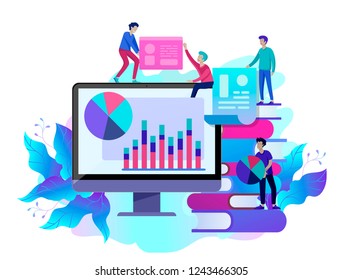 Concept Landing page template Education people, Internet studying, online training, online book, tutorials, e-learning for social media, distance education, documents, cards, posters
