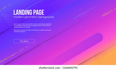 Concept of landing page of website with dynamic composition of shapes. Template with modern gradient and graphic background. Vector background for cover, posters, presentations, leaflets.