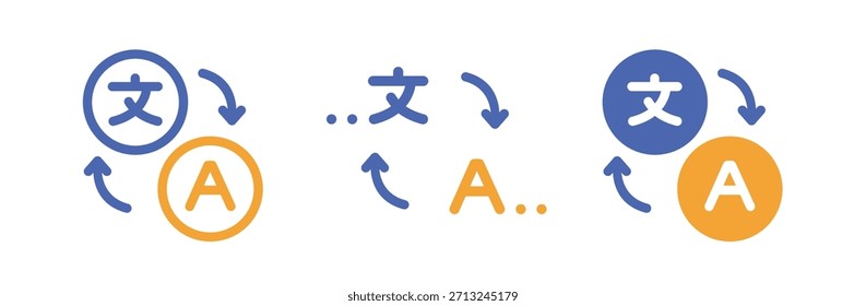 Icono de traducción de concepto de lenguaje. Logotipo del App de traductores multinacionales, traducción de idiomas en línea.