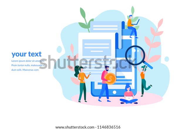 Concept Large Tablet Check Contract Conclusion Stock Vector