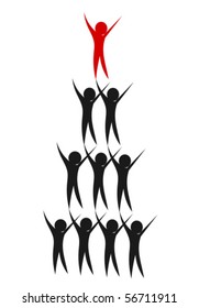 Concept of leadership -  leader on the top of team