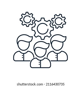 Concept of leadership, technical support, administration. Vector icon isolated on white background.