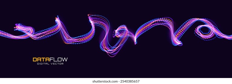 Concept of Leading in Business. Digital Data Flow Speed Lines Background. Big Data Technology Abstract. Warp Speed Data Flow Light Lines Science Vector Design. Wavy Speed Lines Background.