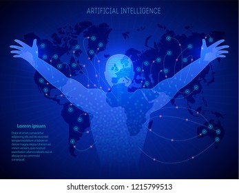 The concept of learning artificial intelligence. Vector illustration.