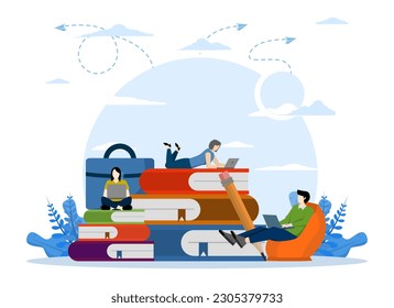 concept of learning or course, people study and gain knowledge. Creative design of student study timetable on book. stylized vector for poster, banner, website, booklet, flyer, card vector