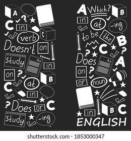 Konzept des Englischlernen. Flaches Design, Vektormuster.