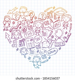 Concept of learning English. Flat design, vector pattern.