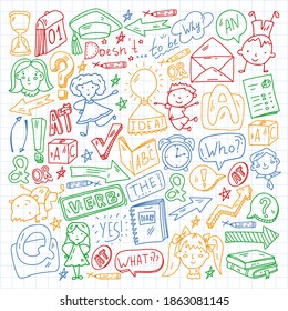 Concept of learning English. Flat design, vector pattern.