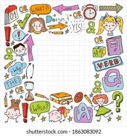 Concept of learning English. Flat design, vector pattern.