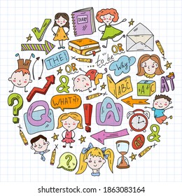 Concept of learning English. Flat design, vector pattern.