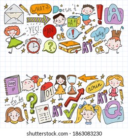 Concept of learning English. Flat design, vector pattern.