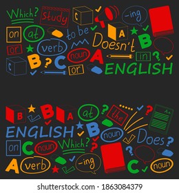 Konzept des Englischlernen. Flaches Design, Vektormuster.
