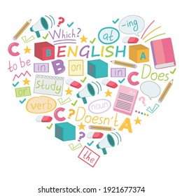 Concept of learning English. Flat design, vector pattern.