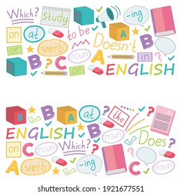 Concept of learning English. Flat design, vector pattern.