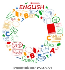 Concept of learning English. Flat design, vector pattern. English courses.