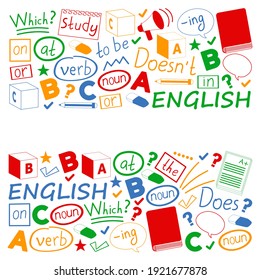 Concept of learning English. Flat design, vector pattern. English courses.