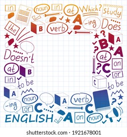 Concept of learning English. Flat design, vector pattern. English courses.