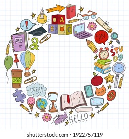 Concept of learning English. Flat design, vector pattern. English courses.