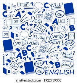 Concept of learning English. Flat design, vector pattern. English courses.