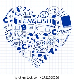 Concept of learning English. Flat design, vector pattern. English courses.