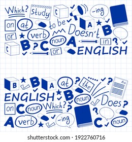 Concept of learning English. Flat design, vector pattern. English courses.