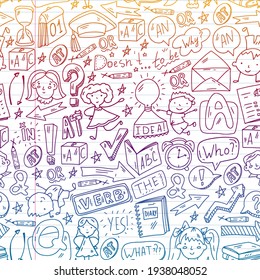 Concept of learning English. Flat design, vector pattern. English courses.