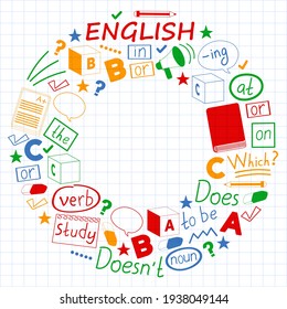 Concept of learning English. Flat design, vector pattern. English courses.