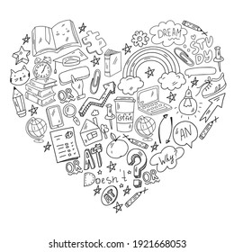 Concepto de aprendizaje del inglés. Cursos en línea de idiomas. E-learning. Patrón con iconos vectoriales.