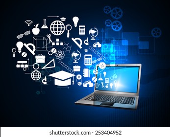 concept of learning with flat icons