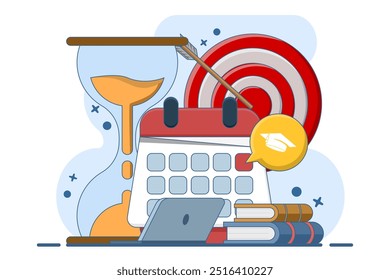 Concept of learning program, study plan, class schedule. course plan schedule. organize personal study plan at university. Vector illustration in flat design for web banner.