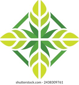 Concept of leaves in the shape of a medical symbol.