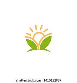 the concept of leaves and sun's logo design nature