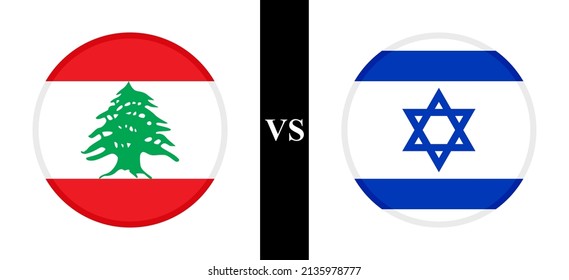 the concept of lebanon vs israel. flags of lebanese and israeli. vector illustration