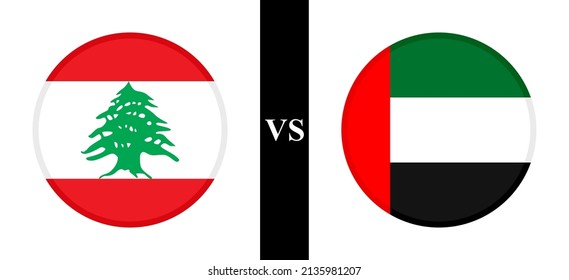 el concepto de líbano vs uae. banderas de emiratos libaneses y árabes unidos. ilustración vectorial