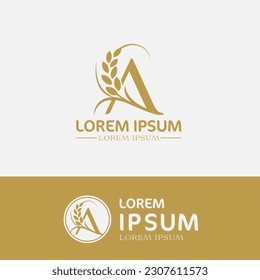 concept of  letter A, logo design  rice farm branding