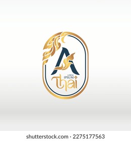 concept of  letter A, logotype design  Thai art style 