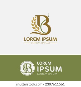 concept of  letter B, logo design  rice farm branding