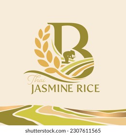 concept of  letter B, logo design  rice farm branding