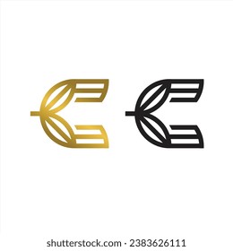 The concept of the letter c with a combination of leaves is very elegant and luxurious with a bit of military style