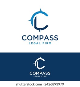 concept letter cl with compass logo, legal law firm logo design vector illustration