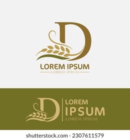 concept of  letter D, logo design  rice farm branding