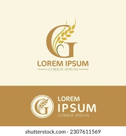 concept of  letter G, logo design  rice farm branding