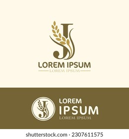 concept of  letter J, logo design  rice farm branding