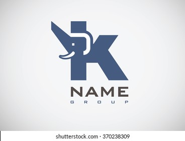 Concept letter K in Elephant shape vector logo