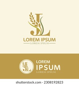 concept of  letter L, logo design  rice farm branding