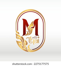 concept of  letter M, logotype design  Thai art style 