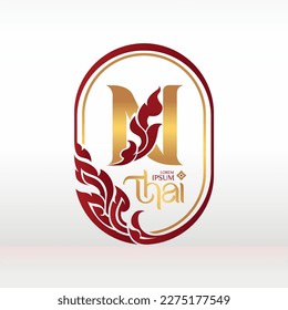 concept of  letter N, logotype design  Thai art style 