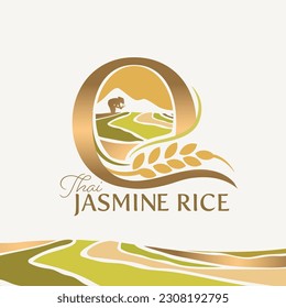 concept of  letter O, logo design  rice farm branding