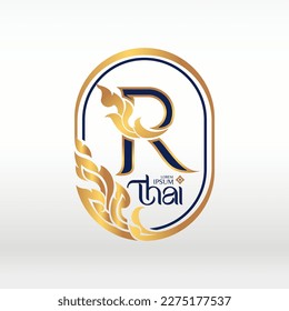 concept of  letter R, logotype design  Thai art style 