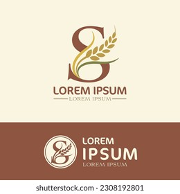 concept of  letter S, logo design  rice farm branding